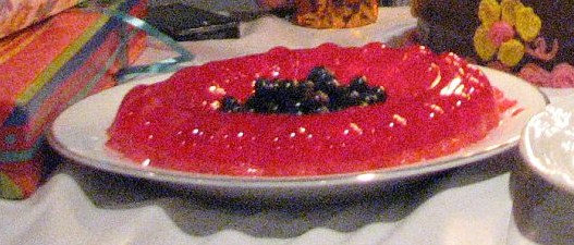 2 flavor jello with fruit topping